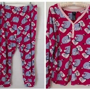 Disney Pooh Eeyore Fleece Weekend I Love You Pajama Set